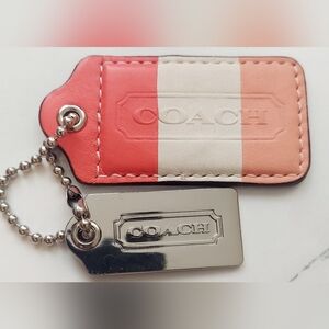 Coach Pink and Cream Leather Keychain